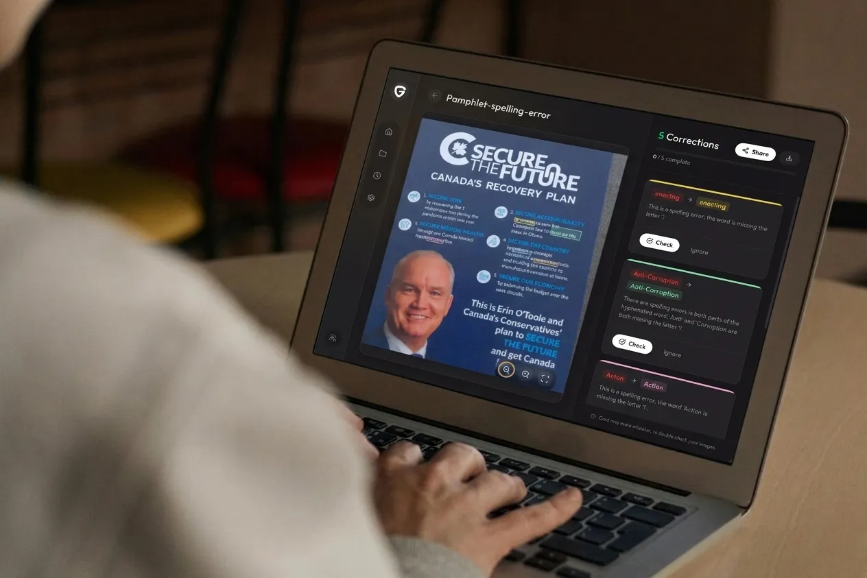 Person reviewing text-heavy design slides on a laptop