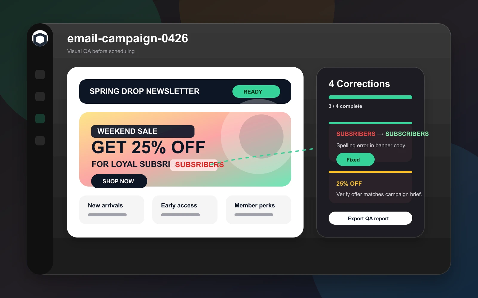 Interfaz de Gard revisando una imagen de marketing usada en una campaña de email